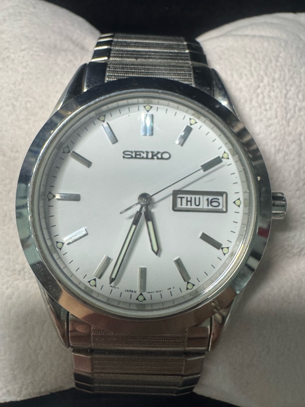 Seiko Silver Men’s Stainless Steel Watch with White Dial